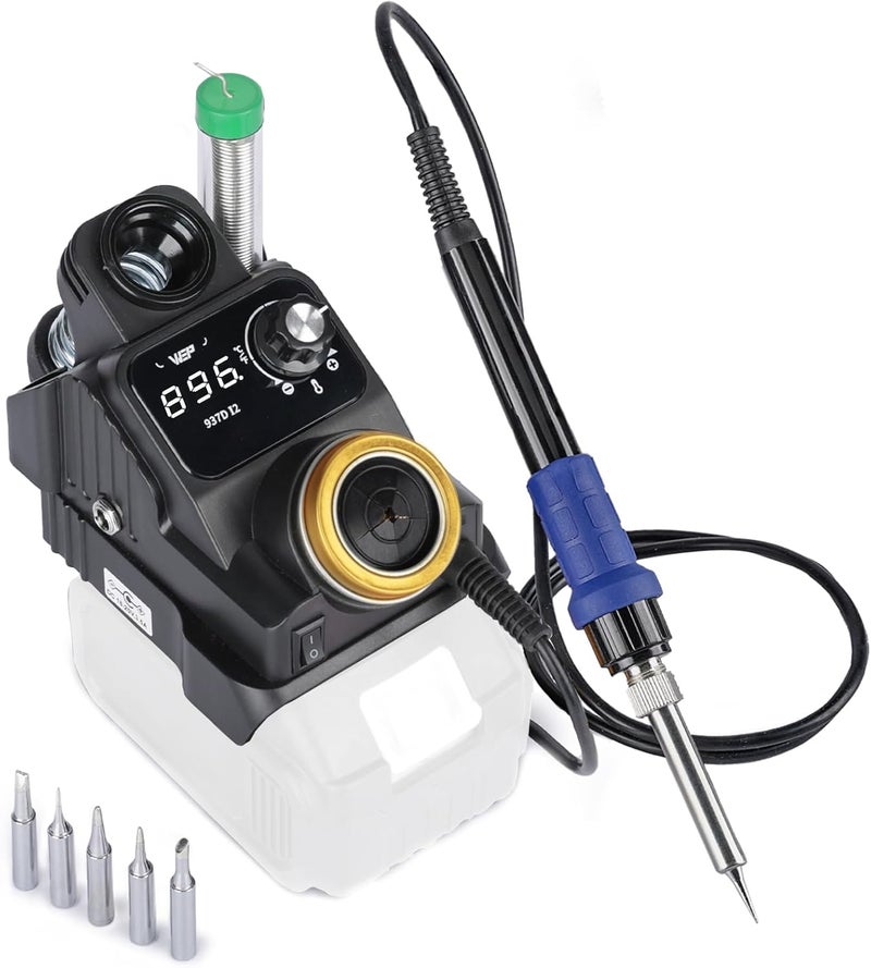 WeP 937D-I 2 Cordless Soldering Iron Kit Compatible with Makita 20V/18V Battery, with Integrated Iron Holder, Digital Display, 6 Soldering Tips, Adjustable Temperature, Auto Sleep & Shutdown - Image 1